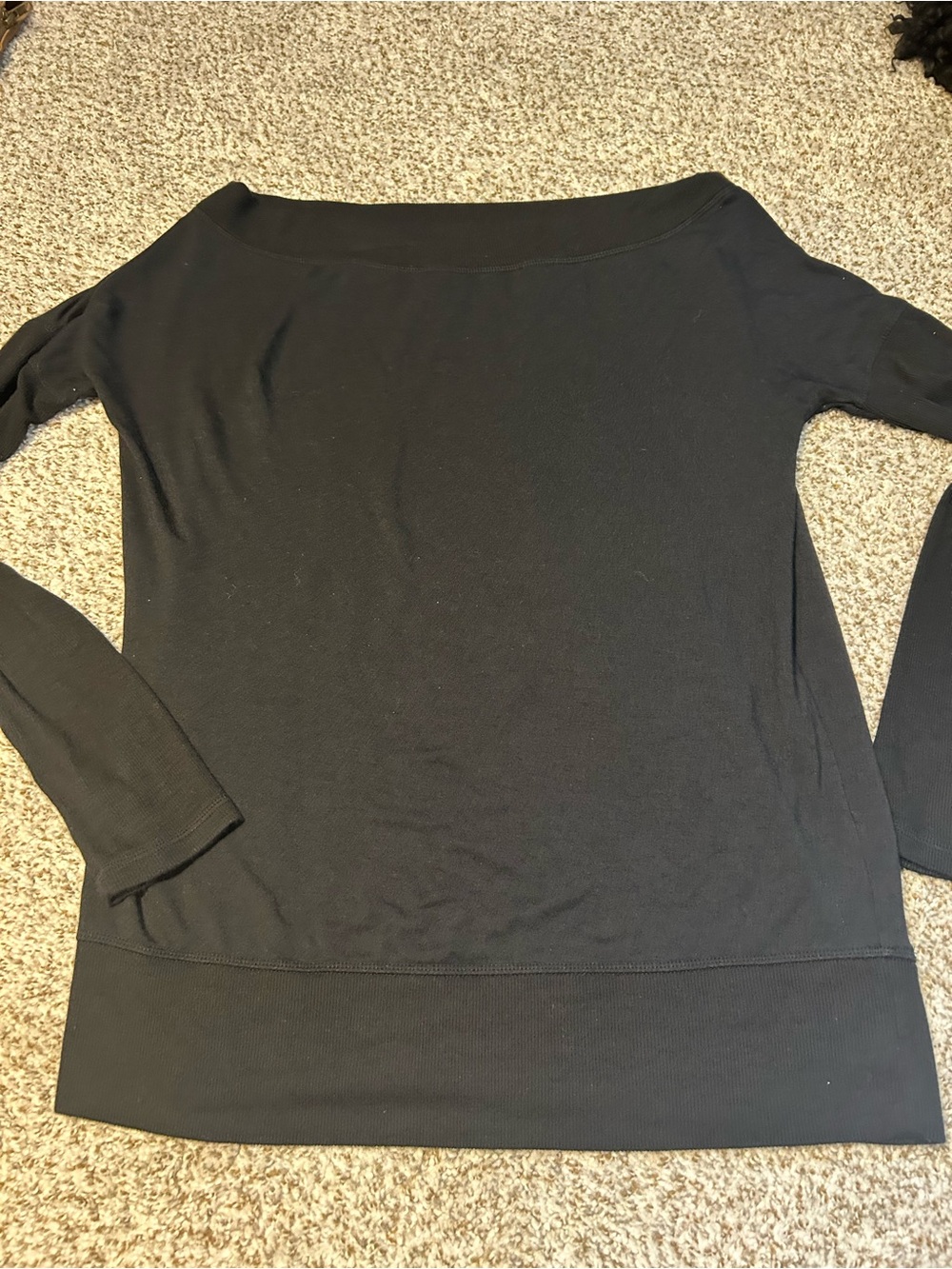 Athleta Black Off-Shoulder Long Sleeve Top